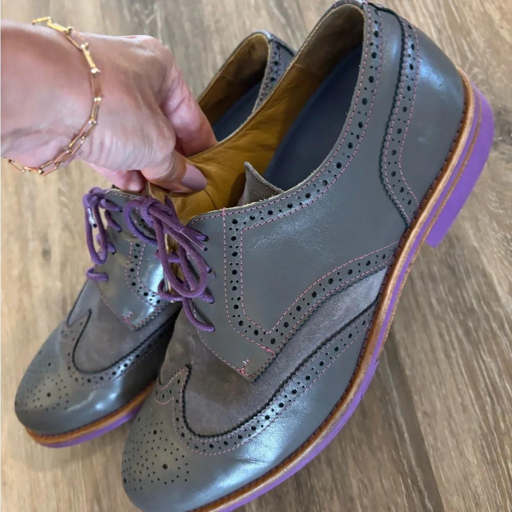 Bold Society by Soxy Gray and Purple Men's Wingtip Dress Shoes Sz 12